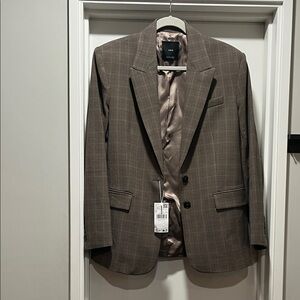 Mango Brown Plaid Blazer